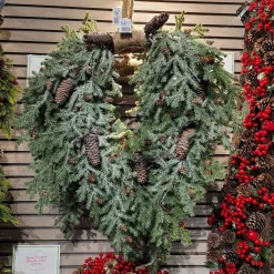 Christmas Land Wreaths Un-Lit*28″ (70Cm) Frosted Teardrop Jute Christmas Wreath