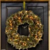 Christmas Land Wreaths Pre-Lit*24″ (60Cm) Glittery Bristle Pine Pre-Lit Christmas Wreath