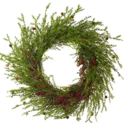 Christmas Land Gold, Red & Green: So This Is Christmas*50″ (127Cm) Green Spray And Red Berry Christmas Wreath