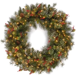 Christmas Land Wreaths Pre-Lit*48″ (122Cm) Wintry Pine Pre-Lit Christmas Wreath