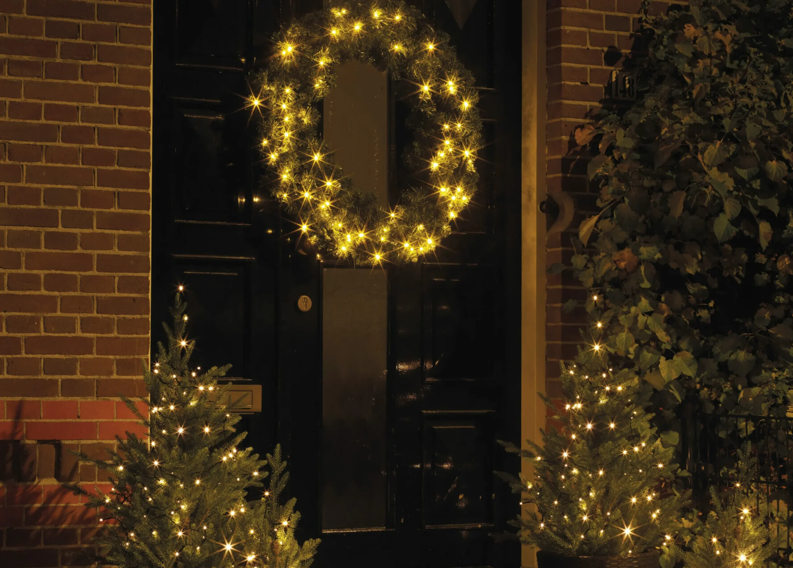 Christmas Land Outdoor Christmas Lights*192 Durawise Classic Warm White Battery Christmas Lights With Timer (Black Wire)