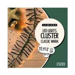 Christmas Land Christmas Tree Lights*1512 Led Twinkle Cluster Christmas Lights Warm White With Green Cable