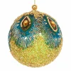 Christmas Land Christmas Tree Decorations-Beaded Ball With Fabric Peacock Feather Decoration