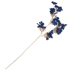 Christmas Land Christmas Artificial Flowers & Branches-Blue Fabric Hydrangea With Gold Glitter Stem