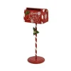 Christmas Land Room Decor*Christmas Zinc Santa Mailbox On Stand 89Cm
