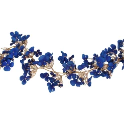 Christmas Land Garlands Un-Lit*180Cm Blue And Gold Hydrangea Garland