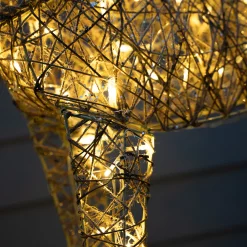 Christmas Land 3D Led Christmas Decorations*130Cm Gold Glitter Reindeer With 80 Warm White Led Lights