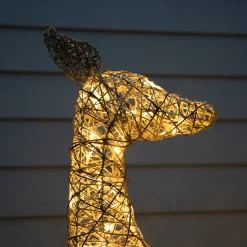 Christmas Land 3D Led Christmas Decorations-110Cm Gold Glitter Reindeer With 70 Warm White Led Lights