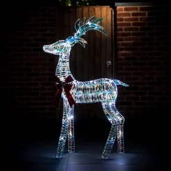 Christmas Land 3D Led Christmas Decorations*110Cm Iridescent Reindeer With 70 White Led Lights
