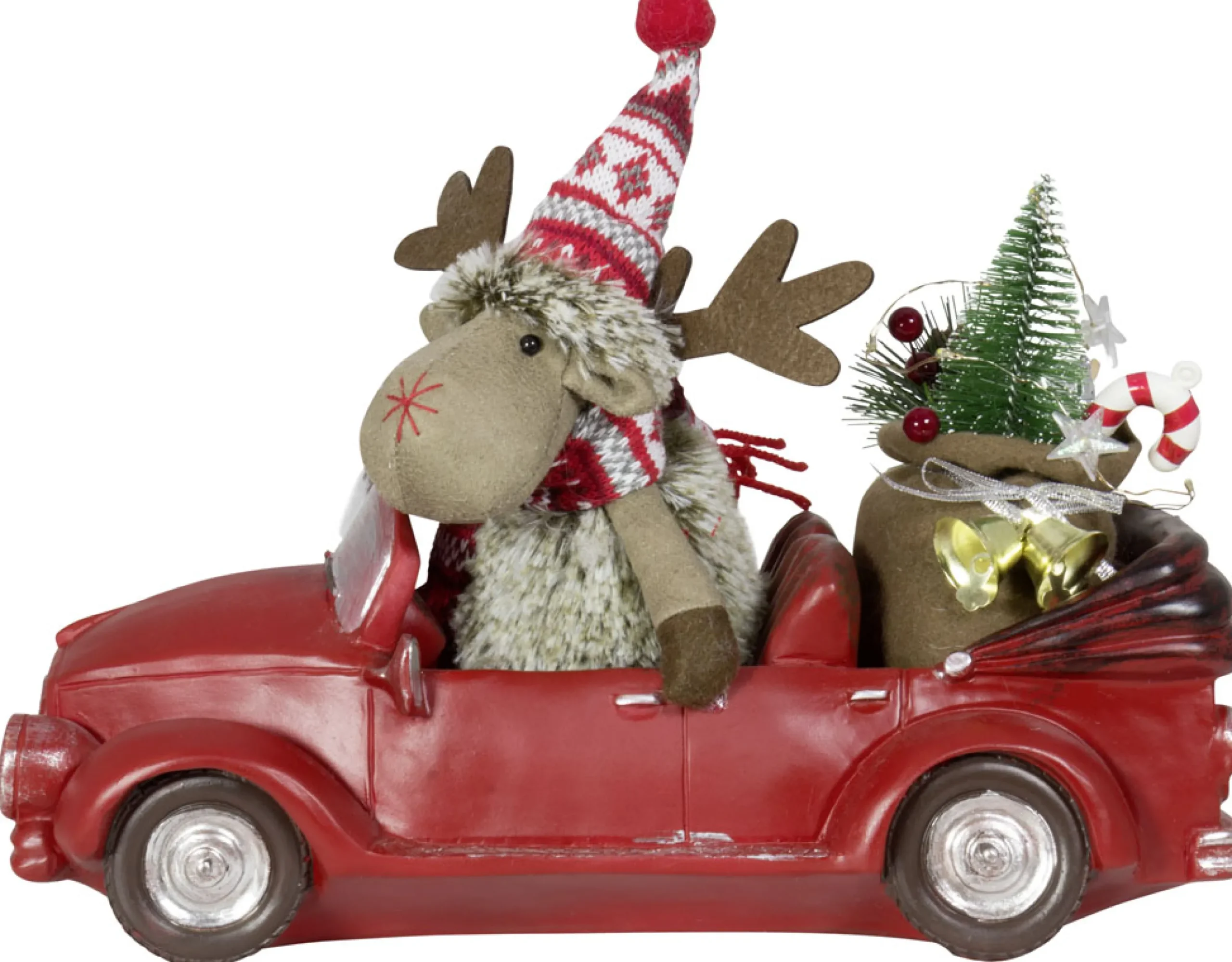 Christmas Land Christmas Gnomes & Santa-32Cm Led Moose In A Car