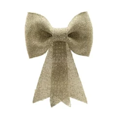 Christmas Land Christmas Bows & Ribbons*30Cm Light Gold Glitter Bow Medium