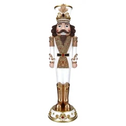 Christmas Land Nutcrackers-122Cm Nutcracker In White And Gold