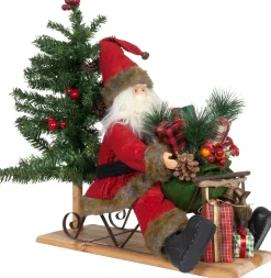 Christmas Land Christmas Gnomes & Santa-45Cm Santa On Sleigh