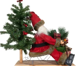Christmas Land Christmas Gnomes & Santa-45Cm Santa On Sleigh