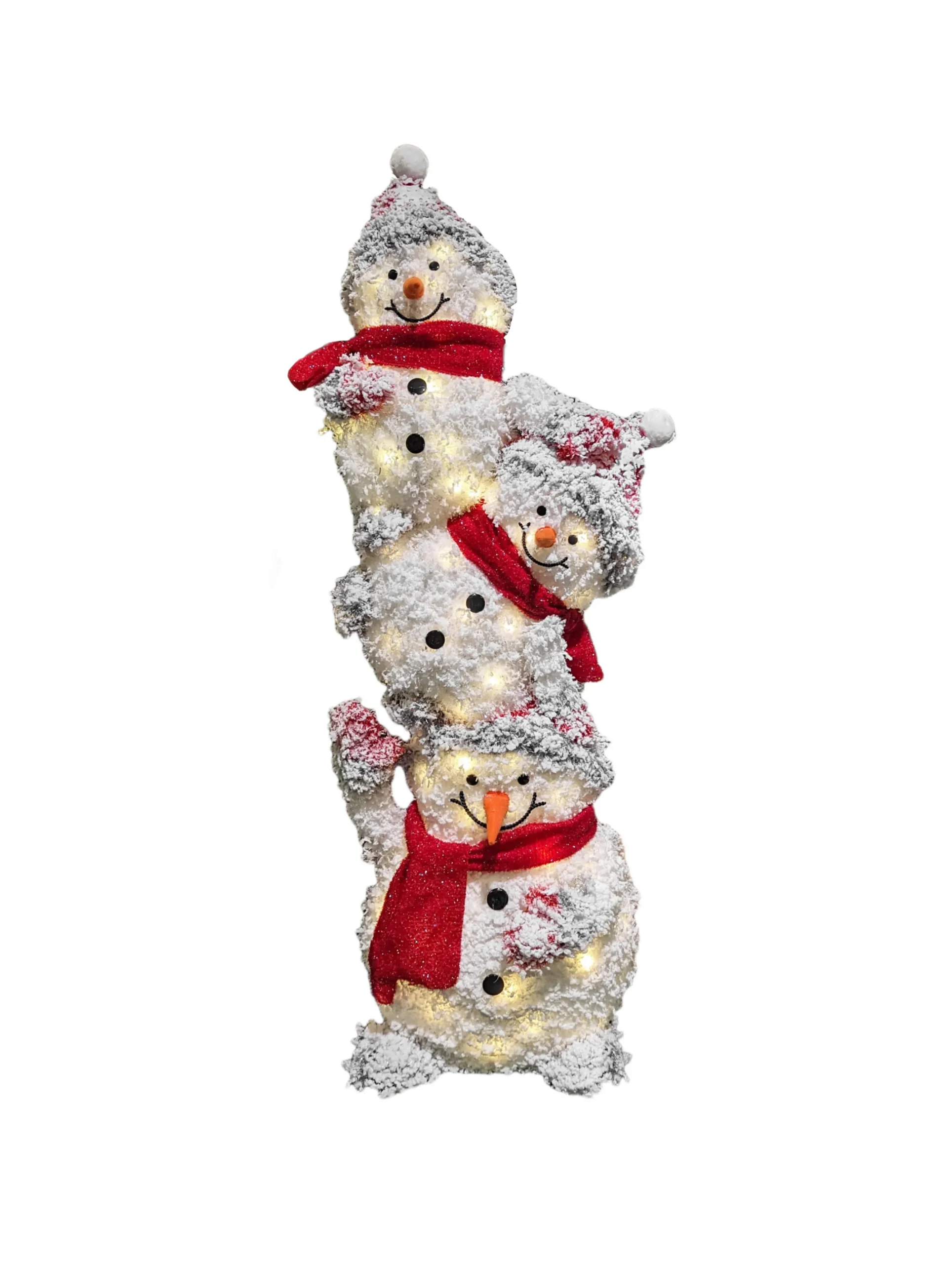 Christmas Land 3D Led Christmas Decorations*105Cm Snowmen Tower With 70 Warm White