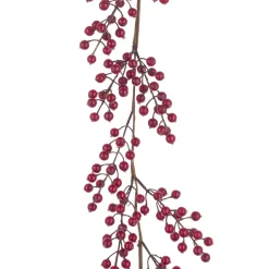 Christmas Land Gold, Red & Green: So This Is Christmas*5Ft Bright Red Berry Christmas Garland