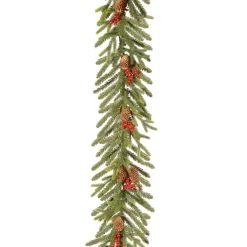 Christmas Land Garlands Un-Lit*9Ft Feel Real Dorcester Fir Christmas Garland With Berries And Cones