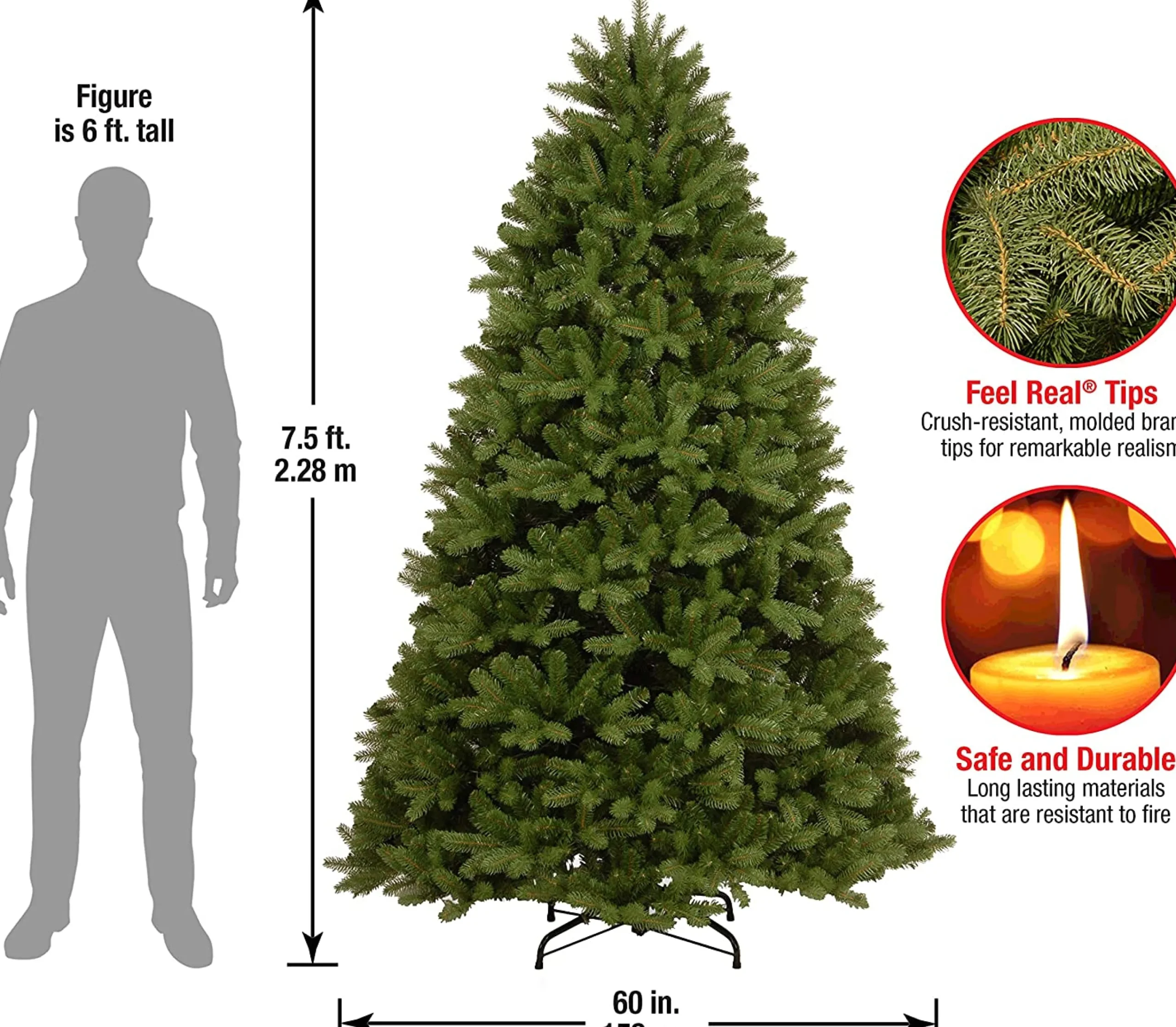 Christmas Land 6Ft & 7Ft Artificial Christmas Trees (Un-Lit)*7.5Ft Feel Real Newberry Spruce Artificial Christmas Tree