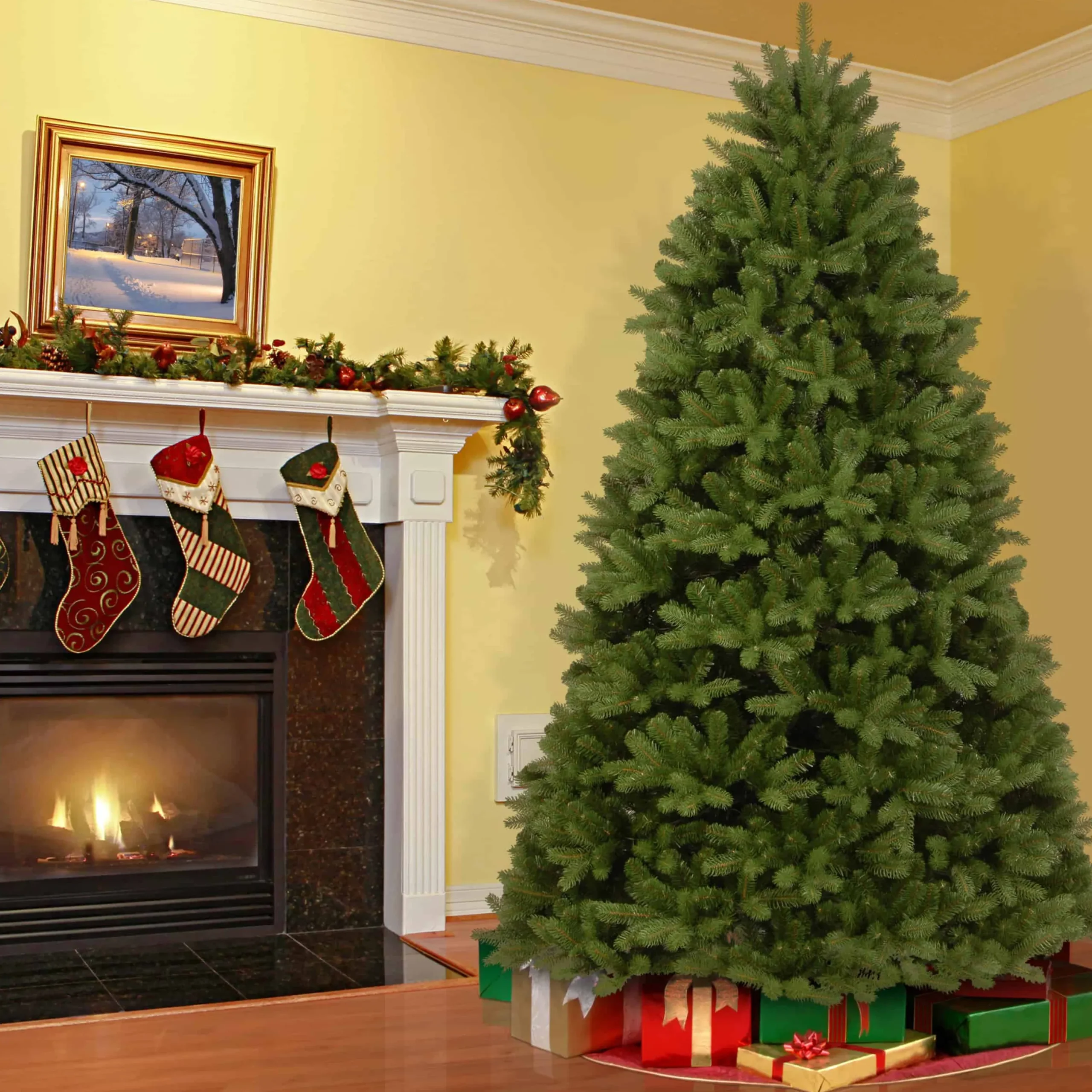 Christmas Land 8Ft & 9Ft Artificial Christmas Trees (Un-Lit)-9Ft Feel Real Newberry Spruce Artificial Christmas Tree
