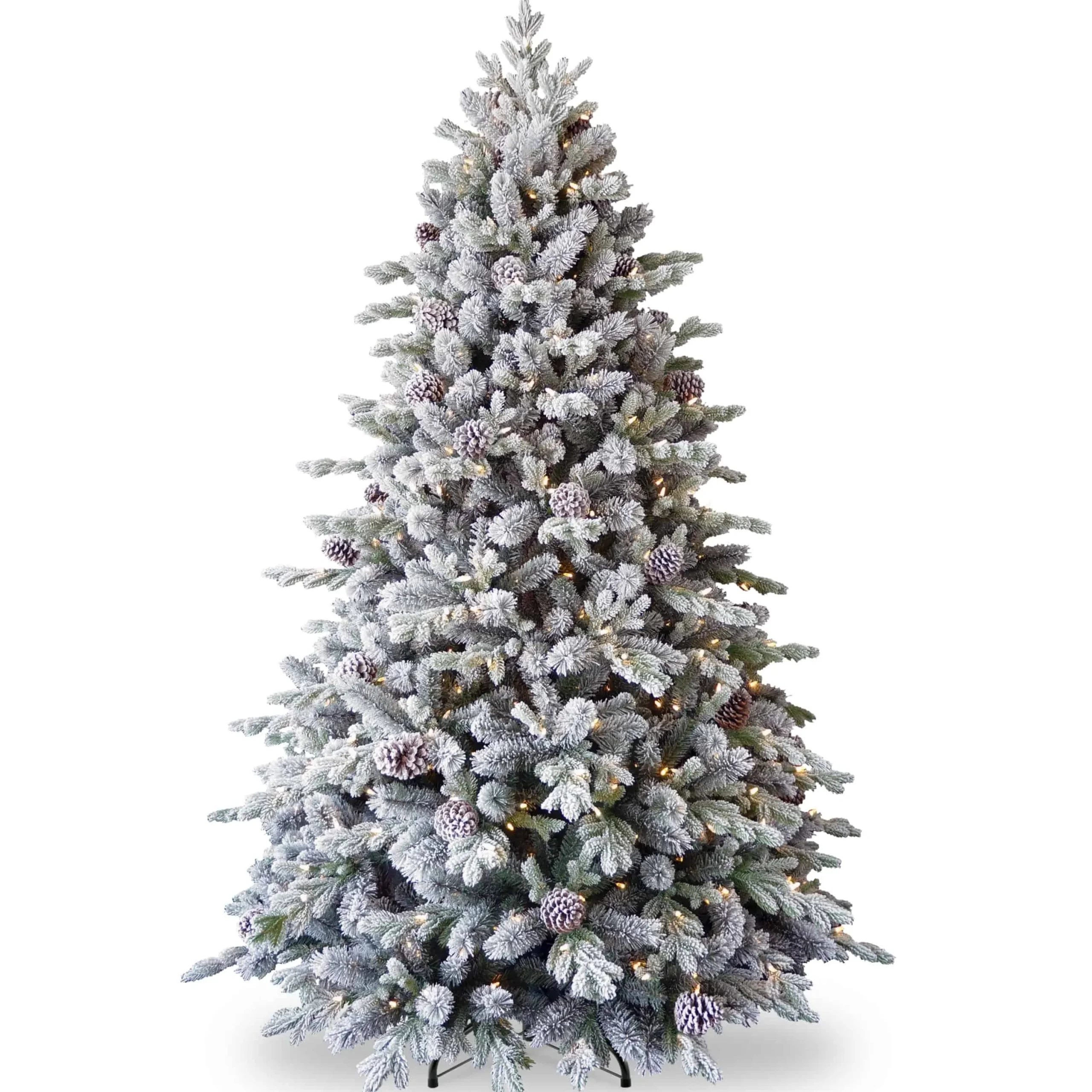 Christmas Land Pre-Lit Christmas Trees-9Ft Feel Real Snowy Waterford Pine Pre-Lit Artificial Christmas Tree