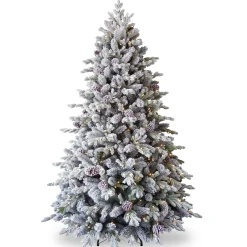 Christmas Land Pre-Lit Christmas Trees-7.5Ft Feel Real Snowy Waterford Pine Pre-Lit Artificial Christmas Tree