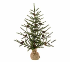 Christmas Land Mini Artificial Christmas Trees (Un-Lit)*3Ft Mini Artificial Christmas Tree In Burlap