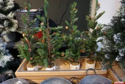 Christmas Land Mini Artificial Christmas Trees (Un-Lit)-2.5Ft Pine Cone Mini Artificial Christmas Tree In Scandi Pot