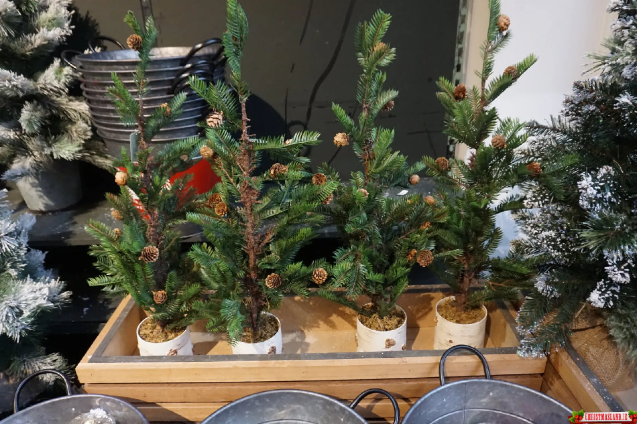 Christmas Land Mini Artificial Christmas Trees (Un-Lit)-2.5Ft Pine Cone Mini Artificial Christmas Tree In Scandi Pot