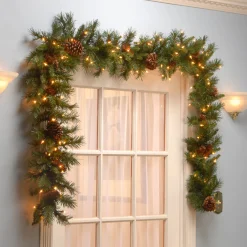 Christmas Land Garlands Pre-Lit*9Ft Pine Cone Pre-Lit Christmas Garland