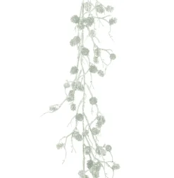 Christmas Land White, Blue & Silver: Frozen Lake*6Ft Silver Sparkle Pine Cone Christmas Garland