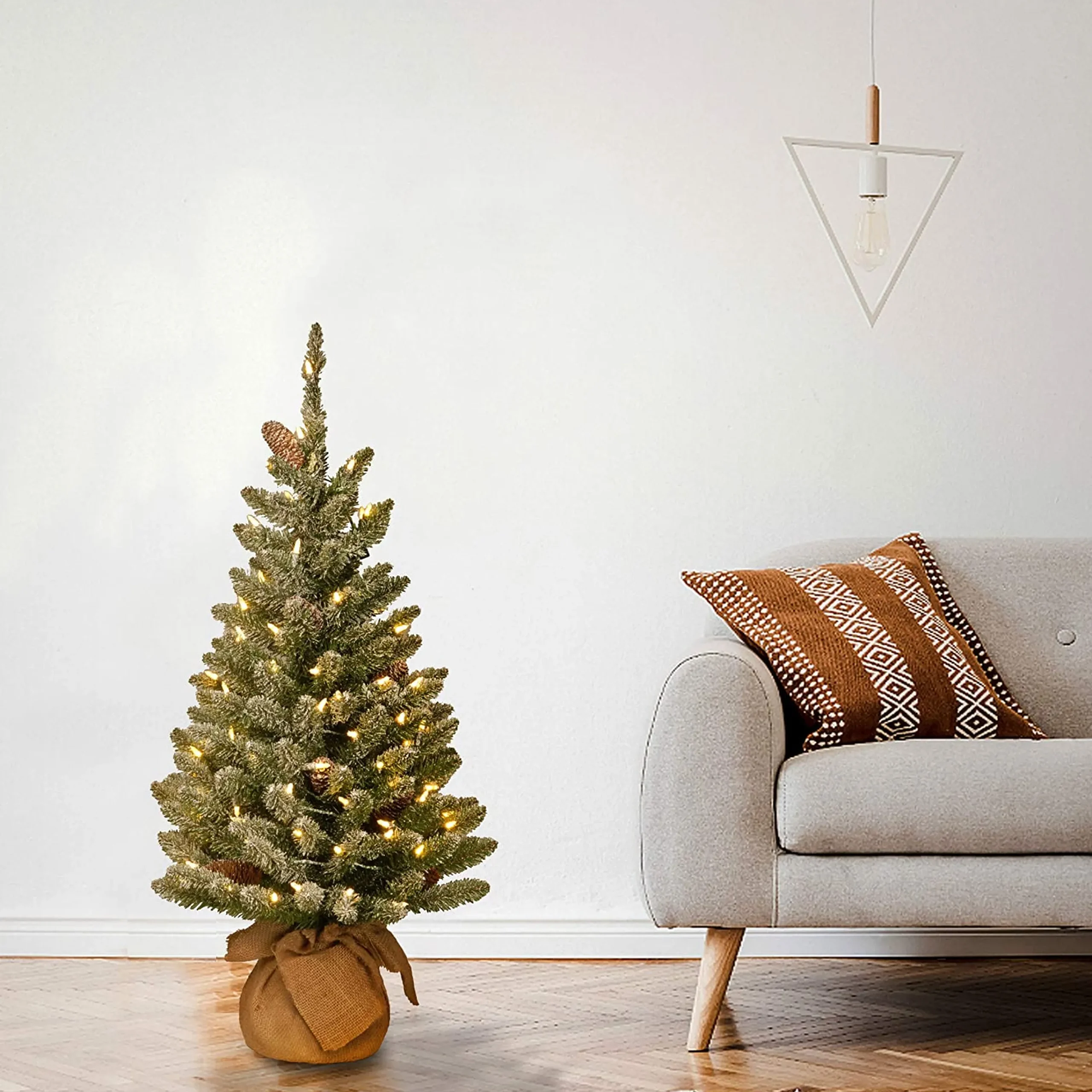 Christmas Land Pre-Lit Christmas Trees*3Ft Snowy Concolor Fir Pre-Lit Artificial Christmas Tree